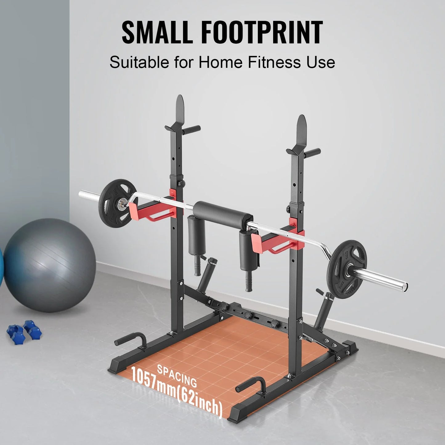 VEVOR Multi-Functional Squat Stand Power Rack with Adjustable Bench Press Stands, Weight Plate Storage, and 600 lbs Max Load Capacity for Home and Commercial Gyms
